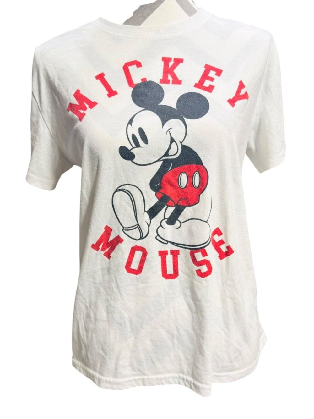 Disney Women’s Large Mickey Mouse T-Shirt White Graphic Short Sleeve Tee - Picture 7 of 7